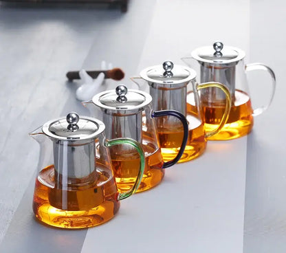 Modern gold handle glass teapot kitchen infuser kettle
