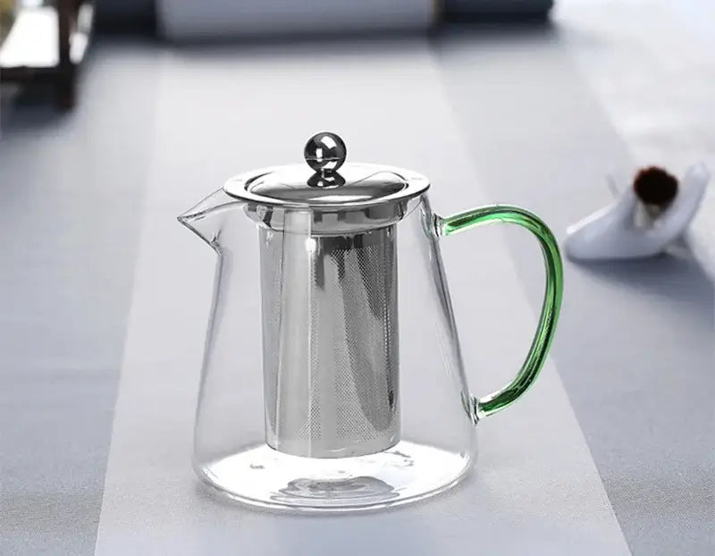 Modern gold handle glass teapot kitchen infuser kettle