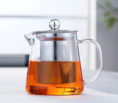 Modern gold handle glass teapot kitchen infuser kettle