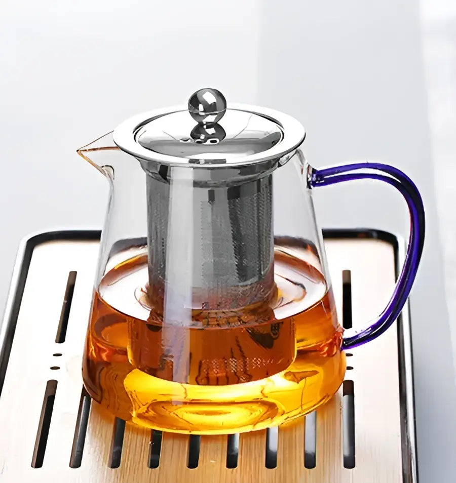 Modern gold handle glass teapot kitchen infuser kettle