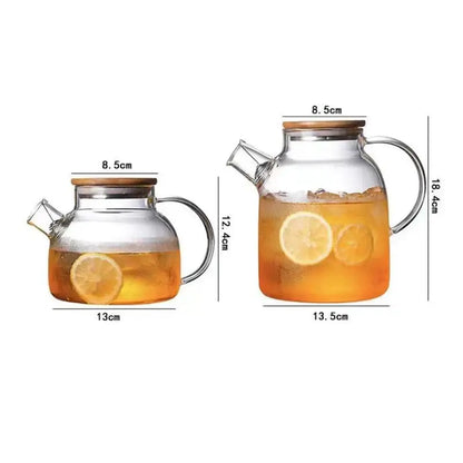 Minimalist glass teapot with wooden lid kitchen cold water jug
