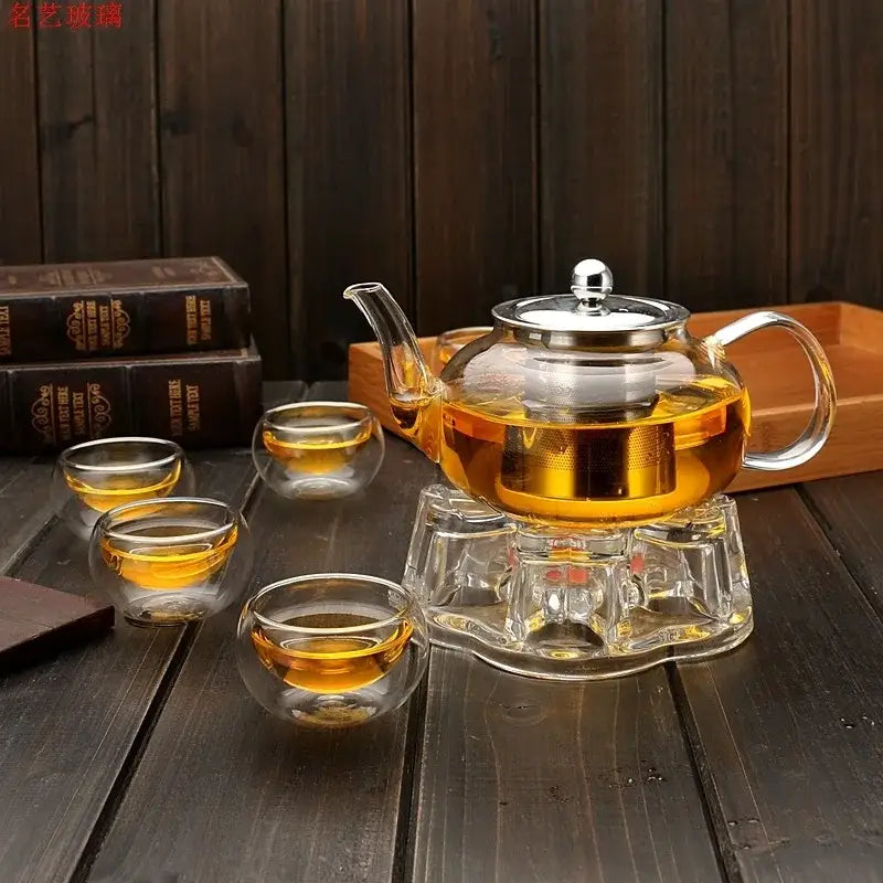 Modern glass teapot flower tea set kitchen infuser