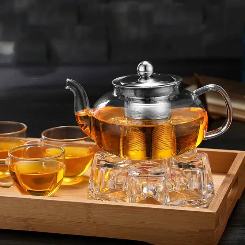 Modern glass teapot flower tea set kitchen infuser