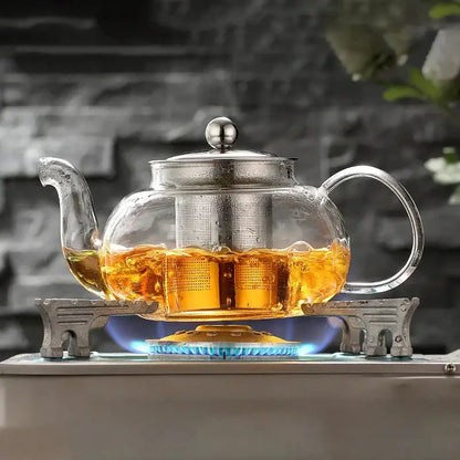 Modern glass teapot flower tea set kitchen infuser