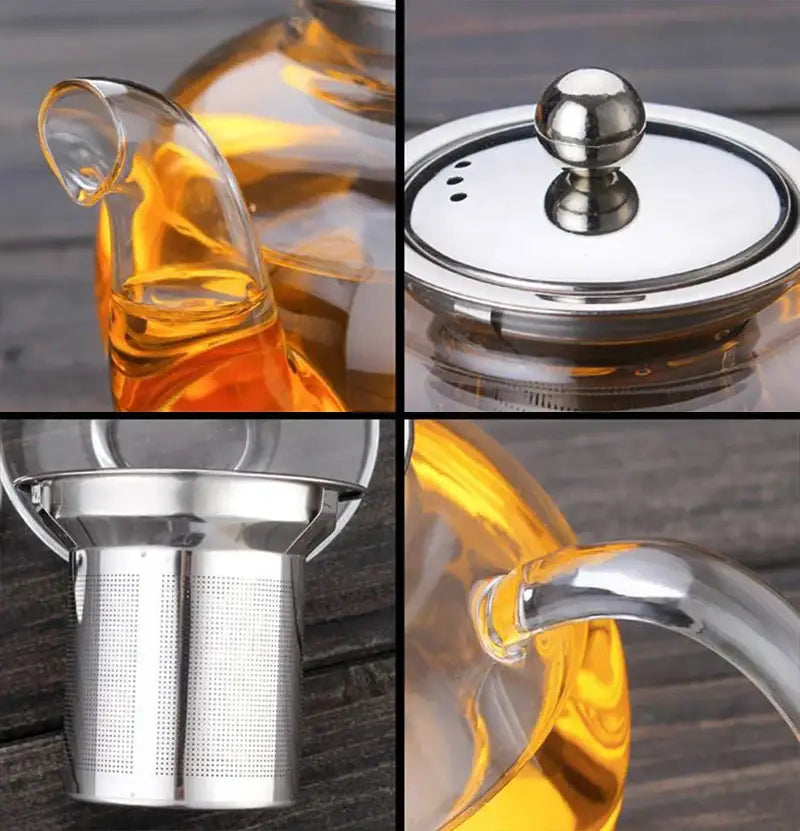 Modern glass teapot flower tea set kitchen infuser