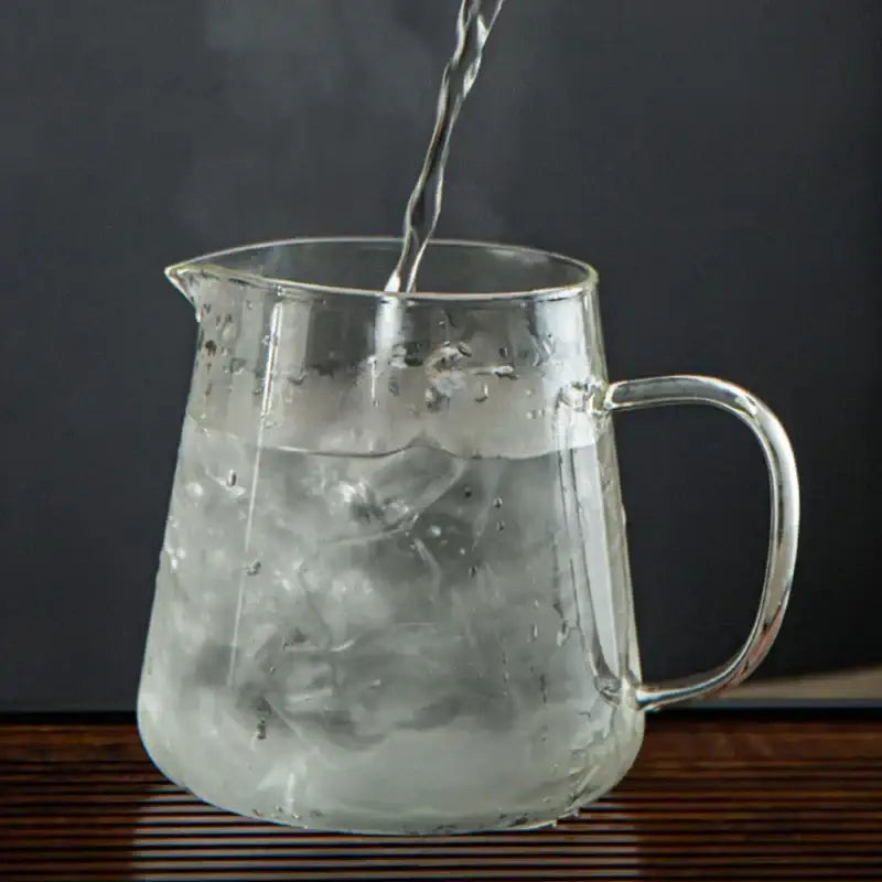 Modern clear glass teapot with silver handle kitchen tea set