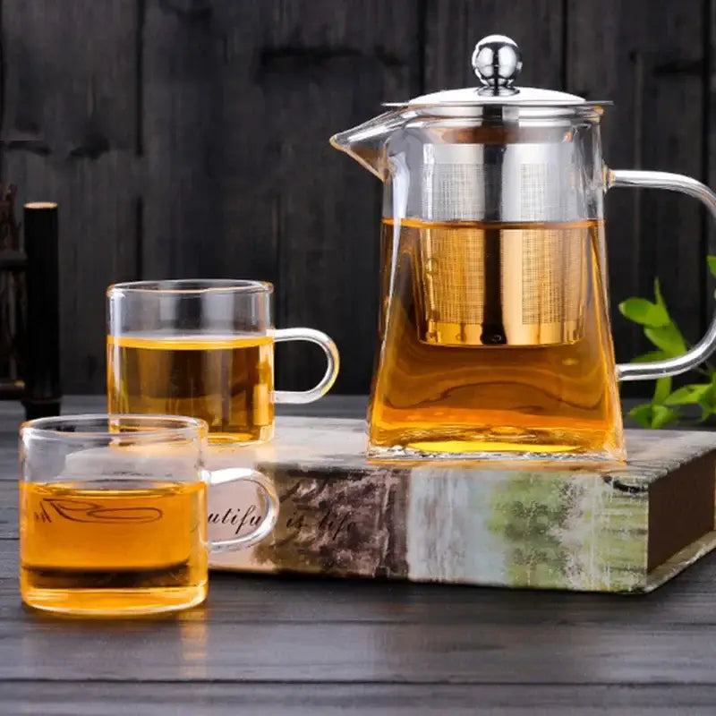 Modern glass teapot infuser tea set – kitchen glassware