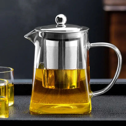 Thermostable clear glass kungfu tea set with filter for office dining