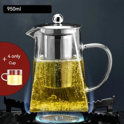 Thermostable clear glass kungfu tea set with filter for office dining