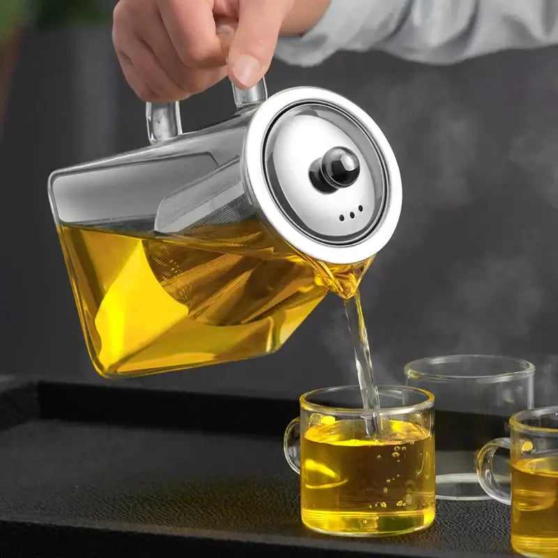 Thermostable clear glass kungfu tea set with filter for office dining