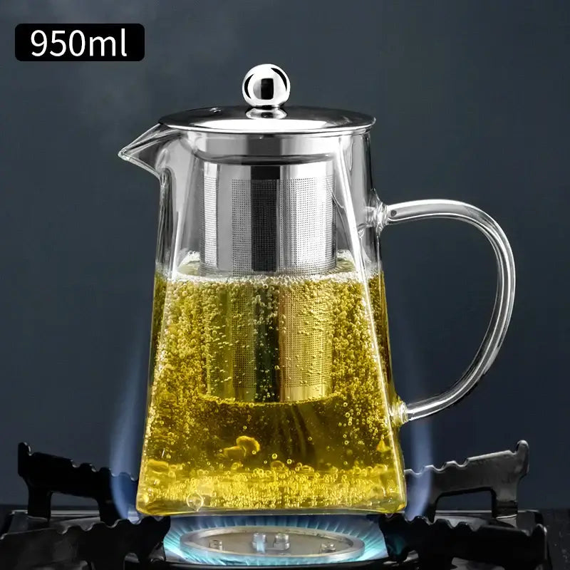 Thermostable clear glass kungfu tea set with filter for office dining