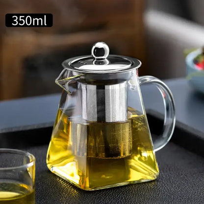 Thermostable clear glass kungfu tea set with filter for office dining