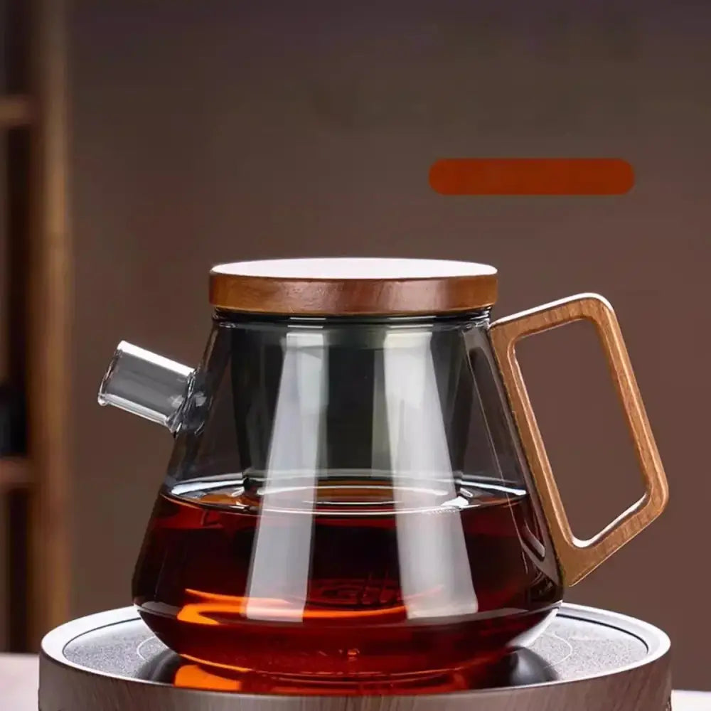Modern glass teapot set with wood handle – kitchen kung fu tea maker
