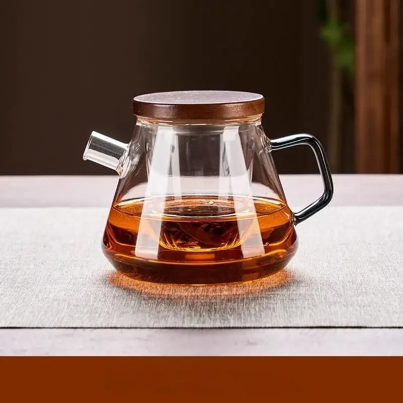 Modern glass teapot set with wood handle – kitchen kung fu tea maker