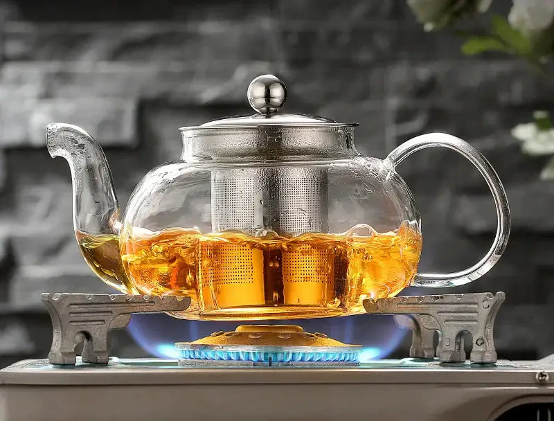 Modern heat resistant glass teapot set with infuser for kitchen tea