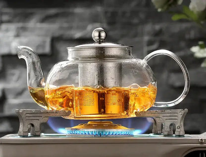 Modern heat resistant glass teapot set with infuser for kitchen tea