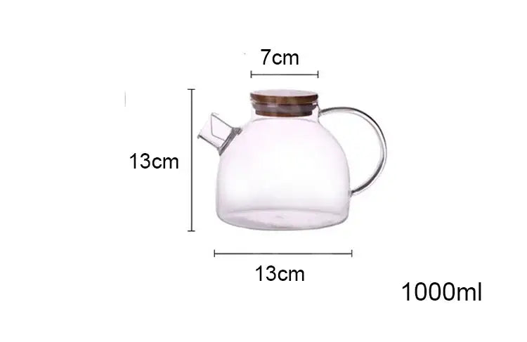 Modern glass teapot with wooden lid – kitchen tea infuser