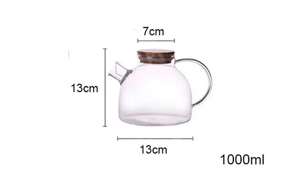 Modern glass teapot with wooden lid – kitchen tea infuser