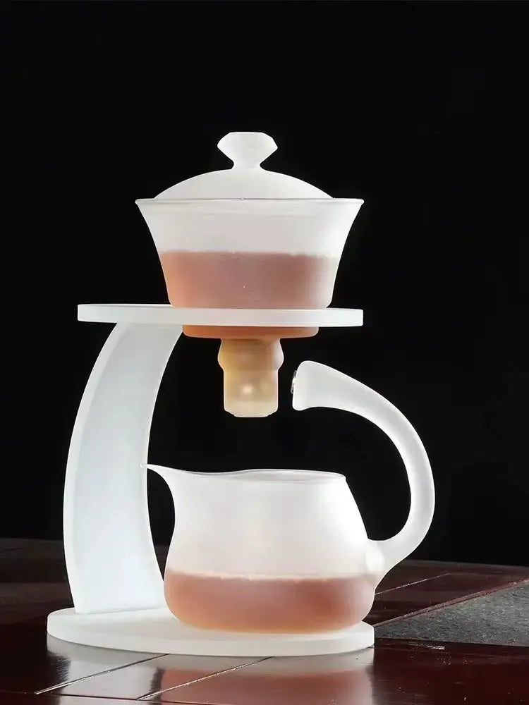Elegant white glass teapot with magnetic drip pot for kitchen dining