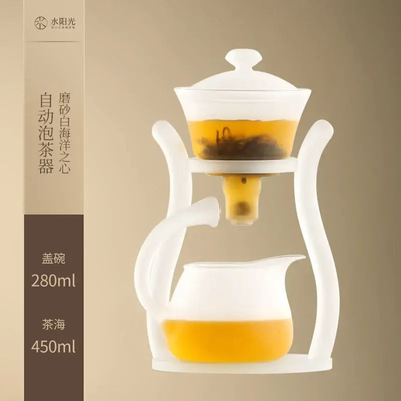 Elegant white glass teapot with magnetic drip pot for kitchen dining