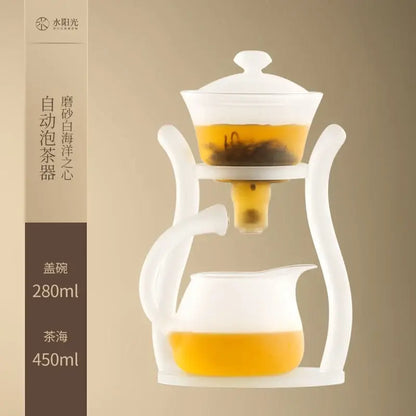 Elegant white glass teapot with magnetic drip pot for kitchen dining