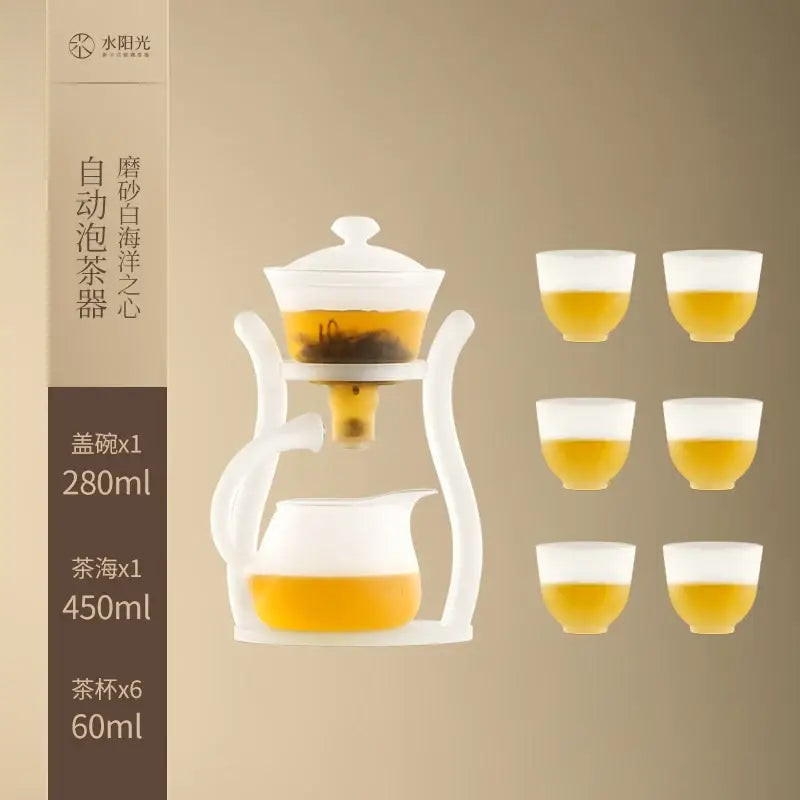 Elegant white glass teapot with magnetic drip pot for kitchen dining