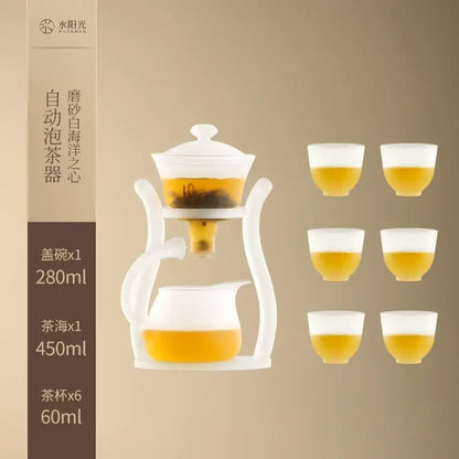 Elegant white glass teapot with magnetic drip pot for kitchen dining