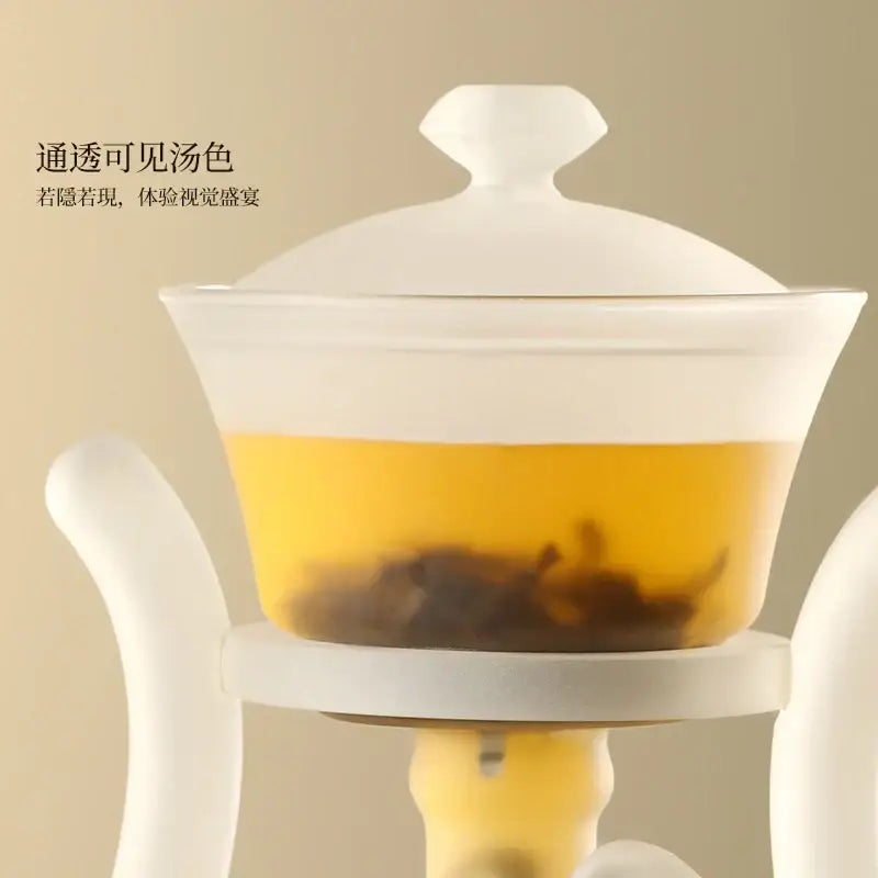 Elegant white glass teapot with magnetic drip pot for kitchen dining