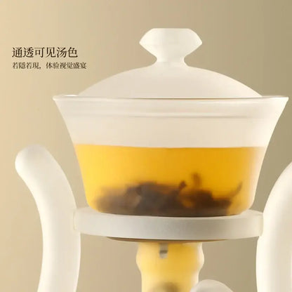 Elegant white glass teapot with magnetic drip pot for kitchen dining
