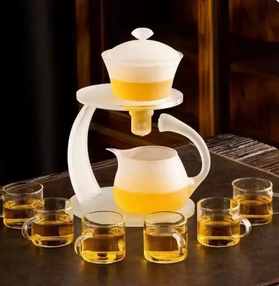 Elegant white glass teapot with magnetic drip pot for kitchen dining