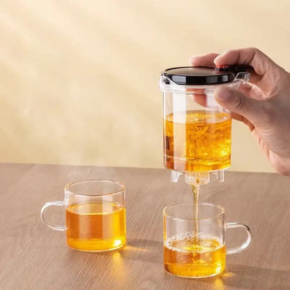 Modern glass tea brewing infuser kitchen teapot with black accents