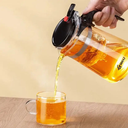 Modern glass tea brewing infuser kitchen teapot with black accents