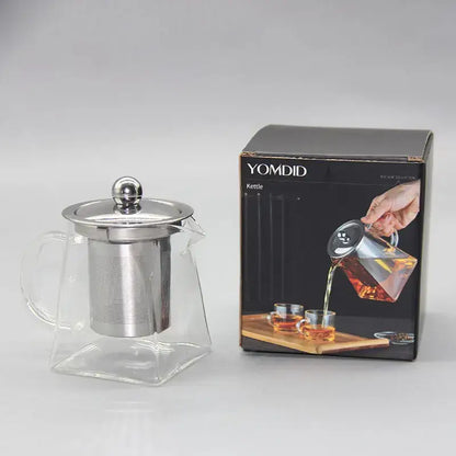 Modern glass teapot with stainless steel infuser kitchen tea kettle