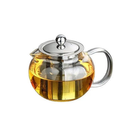 Clear glass teapot with stainless steel infuser kitchen tea pot