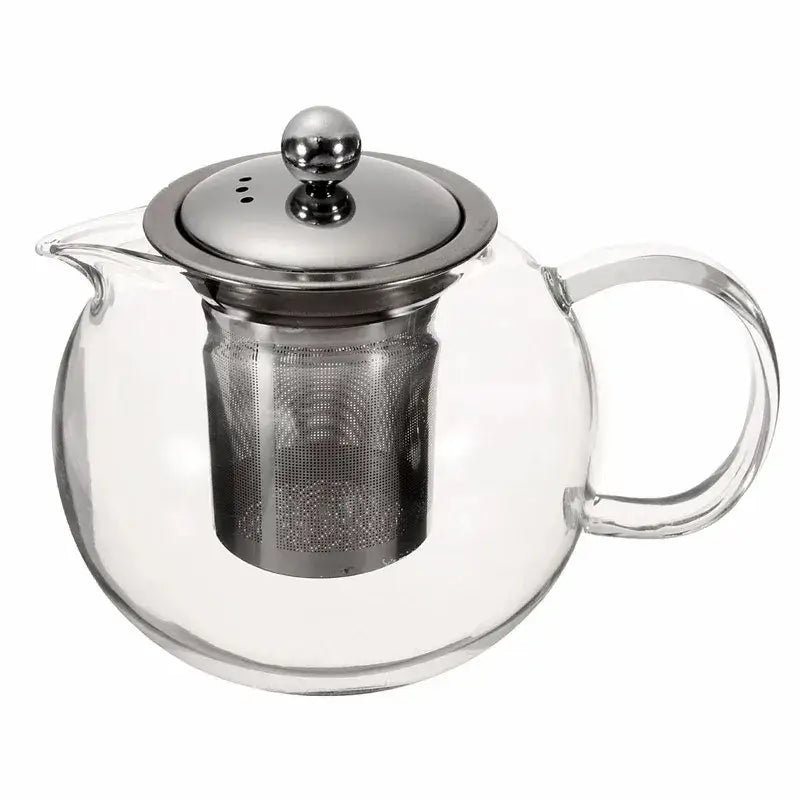 Clear glass teapot with stainless steel infuser kitchen tea pot