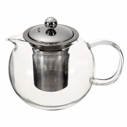 Clear glass teapot with stainless steel infuser kitchen tea pot