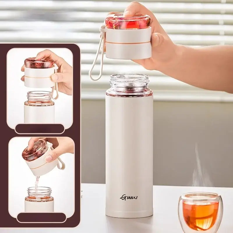 Modern white glass thermos tea separation bottle office cup