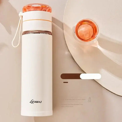 Modern white glass thermos tea separation bottle office cup