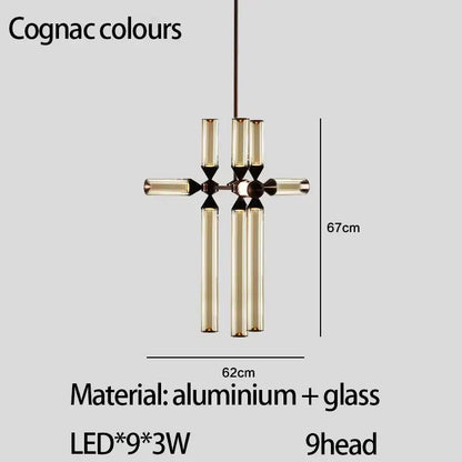 Modern black glass tube chandelier dining room led pendant light