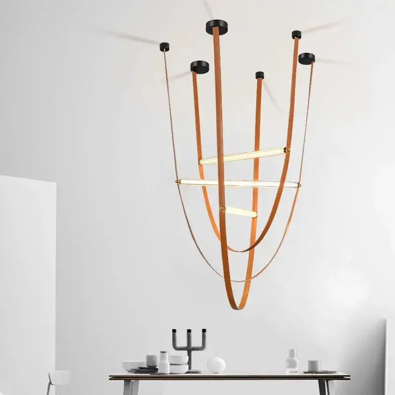 Modern black glass tube pendant lamp for living room staircase
