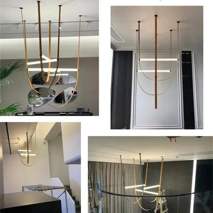 Modern black glass tube pendant lamp for living room staircase