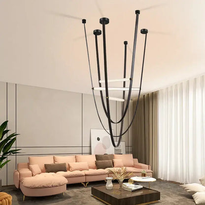 Modern black glass tube pendant lamp for living room staircase