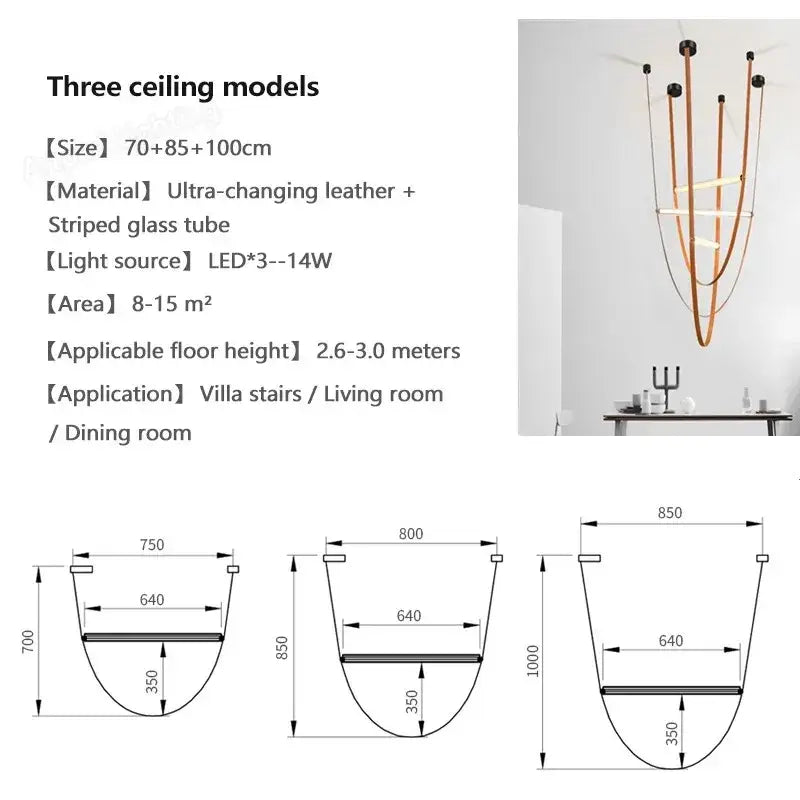 Modern black glass tube pendant lamp for living room staircase