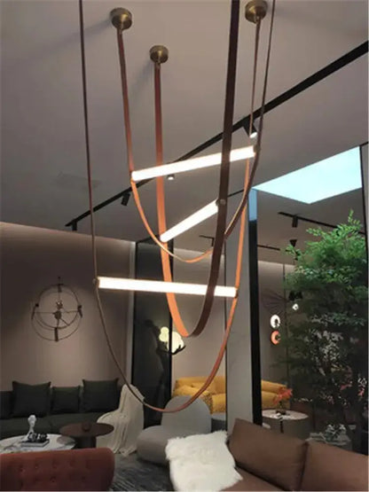 Modern black glass tube pendant lamp for living room staircase