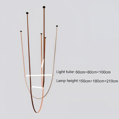 Modern copper leather tube pendant light living room