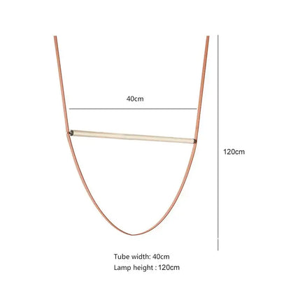 Modern leather wrapped copper tube pendant light living room