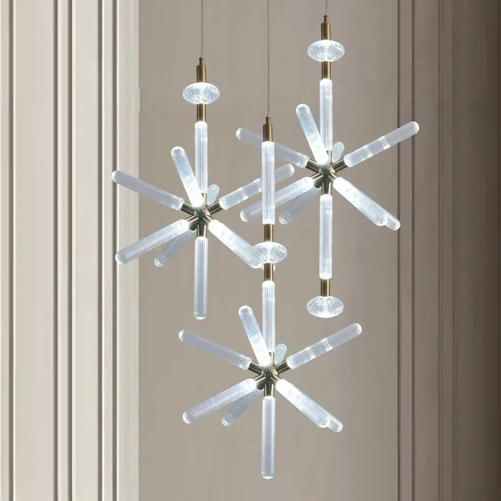 Modern starburst glass tubes led chandelier for living room
