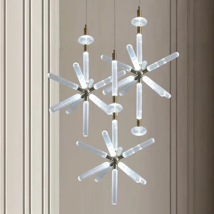 Modern starburst glass tubes led chandelier for living room