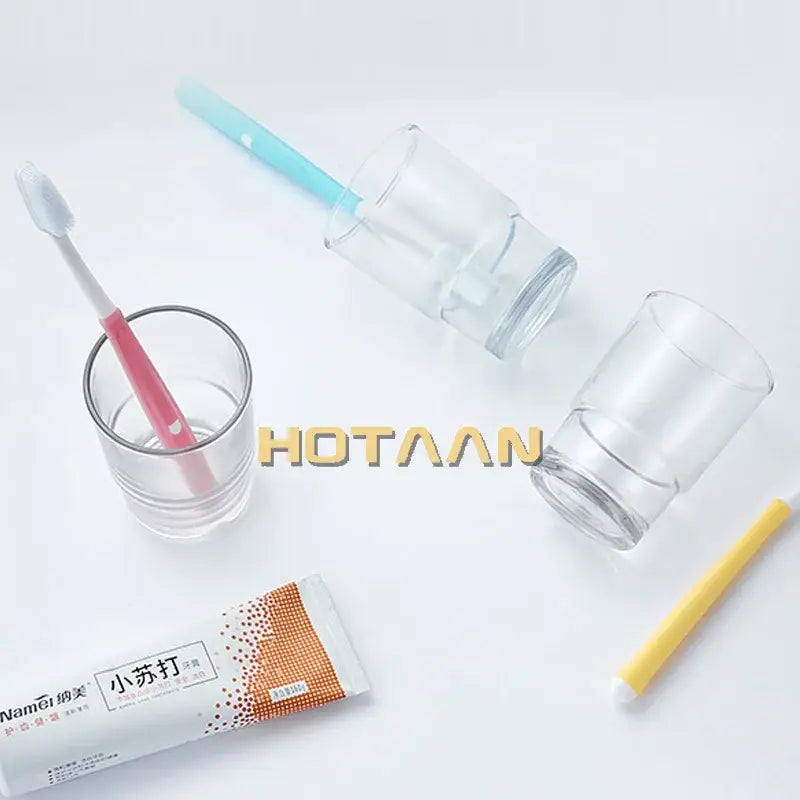 Clear ridged glass tumbler cup bathroom toothbrush holder
