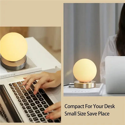 Modern frosted glass usb bedside lamp bedroom decor